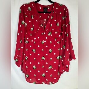 TorridxDisney Harper Georgette Blouse - Red Minnie Mouse Christmas - 2X